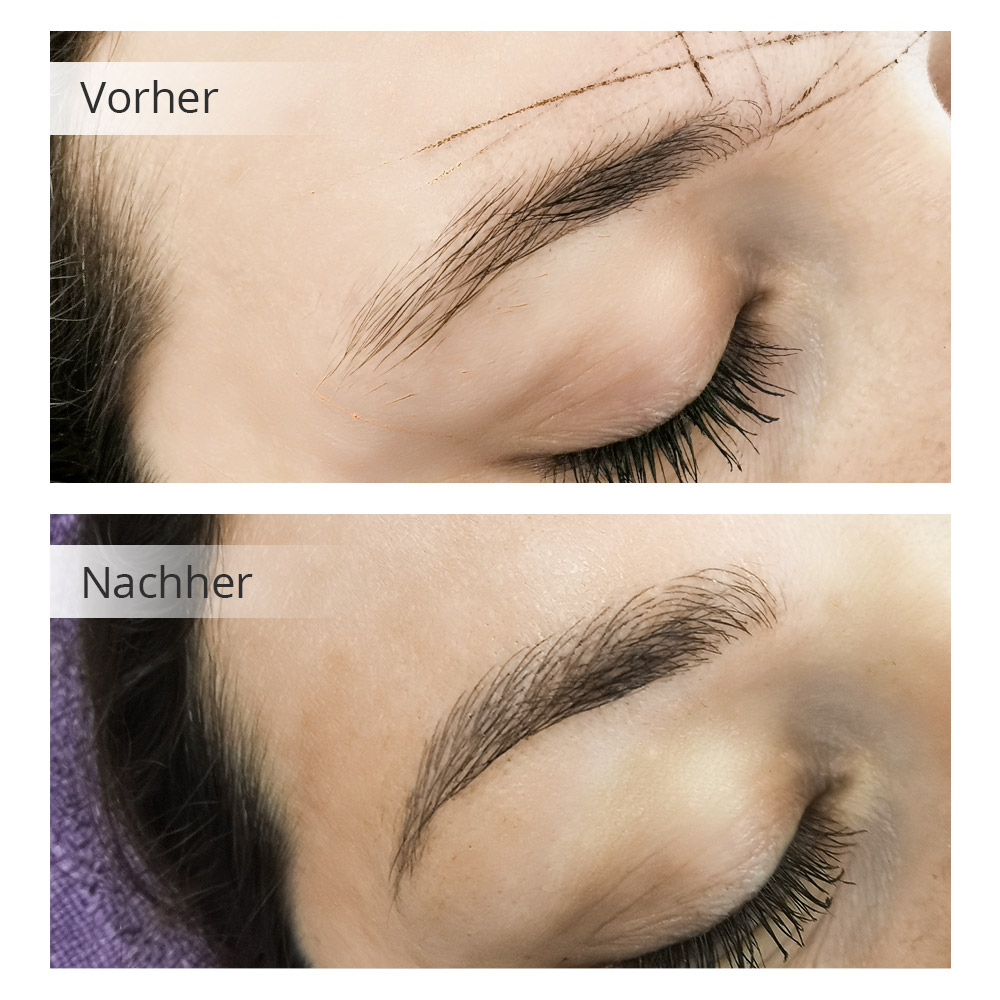 Vorher-Nachher Vergleich von Microblading